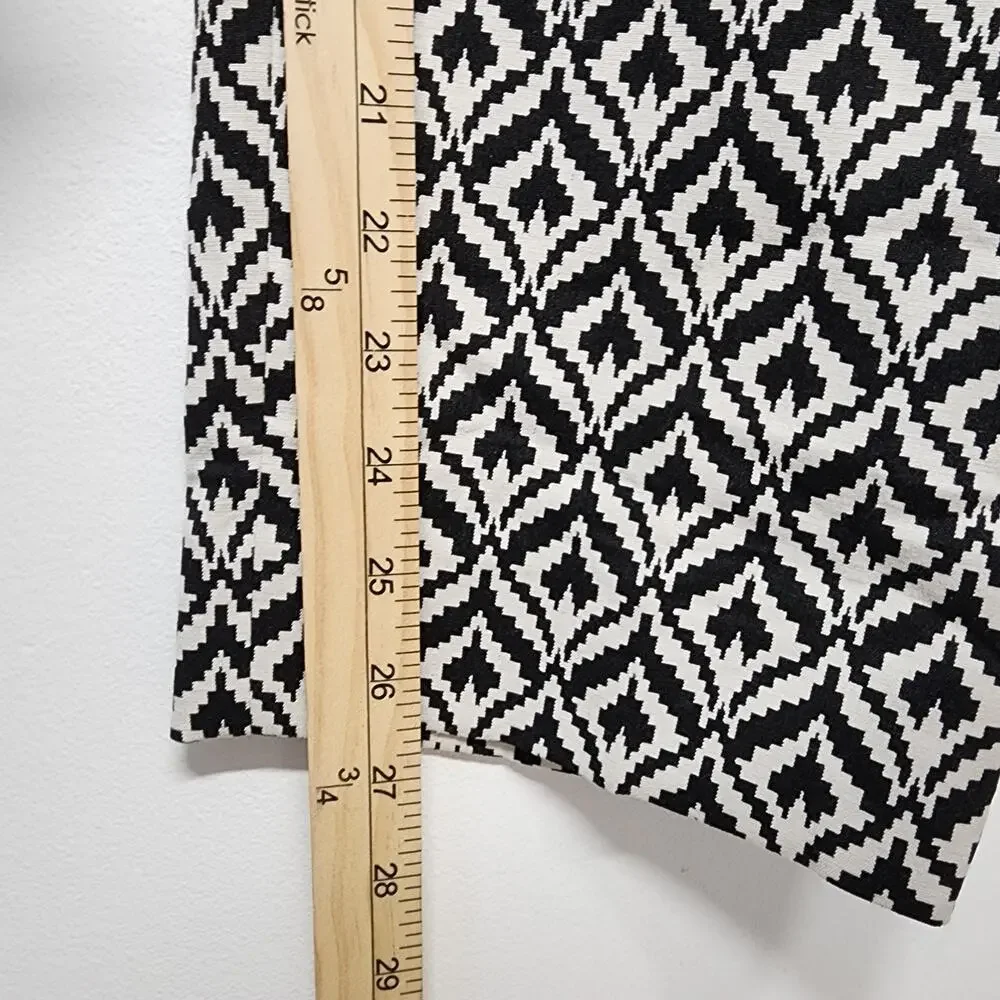 Banana Republic Womens Geo Hampton Crop Pants Size 12 Black Ecru Flat Front